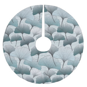 Gingko Biloba, nahtlos blaues Muster. Polyester Weihnachtsbaumdecke