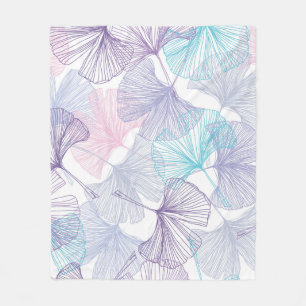 Gingko biloba nahtlos Hintergrund Muster. Violett, Fleecedecke