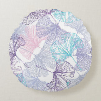 Gingko Biloba Rose Quartz Muster Rundes Kissen