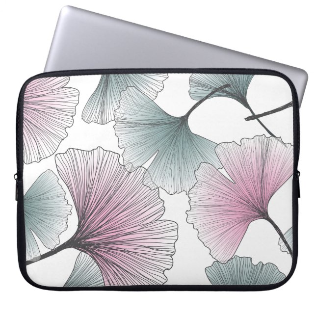 Gingko Biloba von Hand gezeichnet. Laptopschutzhülle (Vorderseite)