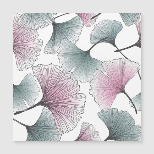 Gingko Biloba von Hand gezeichnet. Magnetkarte (Vorderseite)