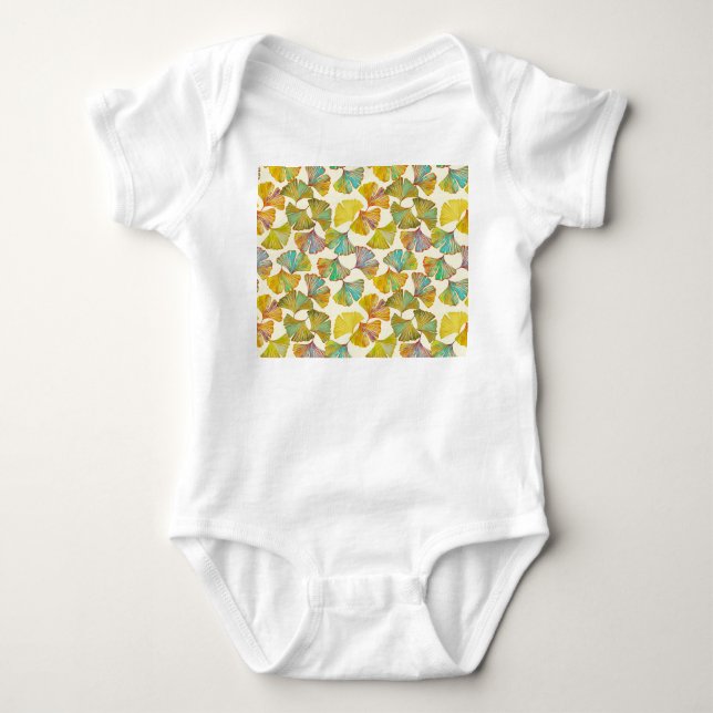 Gingko-Blätter: Abstrakte Kunst der Blumen Baby Strampler (Vorderseite)