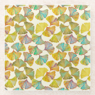 Gingko-Blätter: Abstrakte Kunst der Blumen Glasuntersetzer