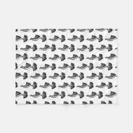 Gingko Leaf Lino Print Fleece Blanket