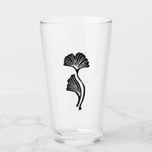 Gingko Leaf Lino Print Glass Cup Glas