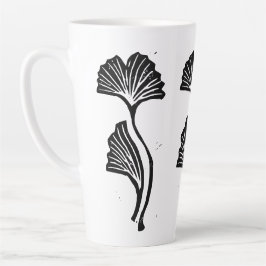 Gingko Leaf Lino Print Latte Tasse