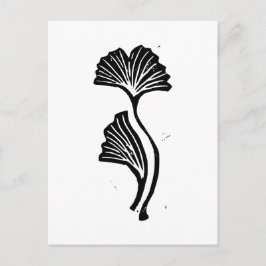Gingko Leaf Lino Print Postcard Postkarte