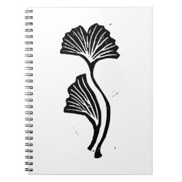 Gingko Leaf Lino Print Spiral Foto Notebook Notizblock