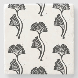 Gingko Leaf Lino Print Stone Untersetzer