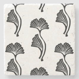 Gingko Leaf Lino Print Stone Untersetzer