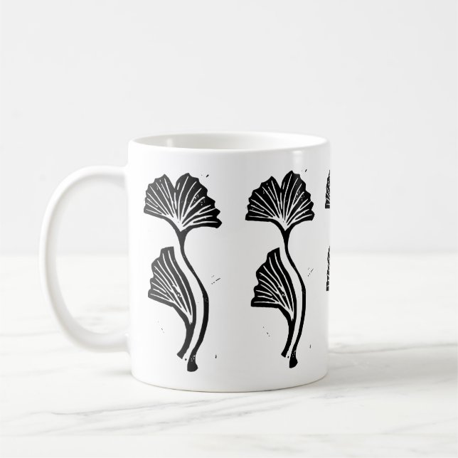 Gingko Leaf Lino Print Tasse (Links)