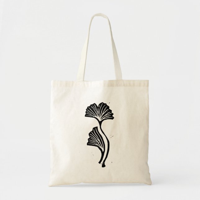 Gingko Leaf Lino Print Tragetasche (Vorne)