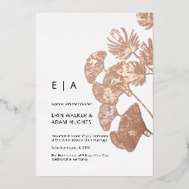 Gingko Leaf Real Rose Gold Wedding Folieneinladung