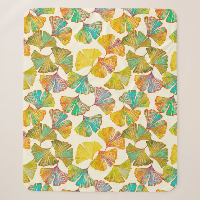 Gingko verlasse auf dem Boden nahtlos Muster. Wate Sherpadecke (Vorderseite)