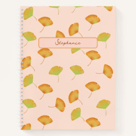 Gingko verlasst gemustertes Spiralnotebook Notizbuch