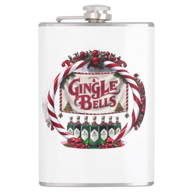 Gingle Bells Christmas Gin Display Flachmann (Vorderseite)