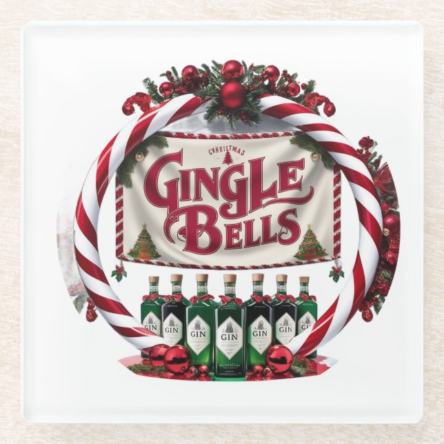 Gingle Bells Christmas Gin Display Glasuntersetzer (Vorderseite)