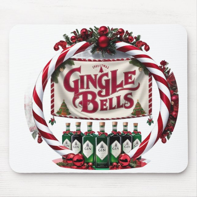 Gingle Bells Christmas Gin Display Mousepad (Vorne)