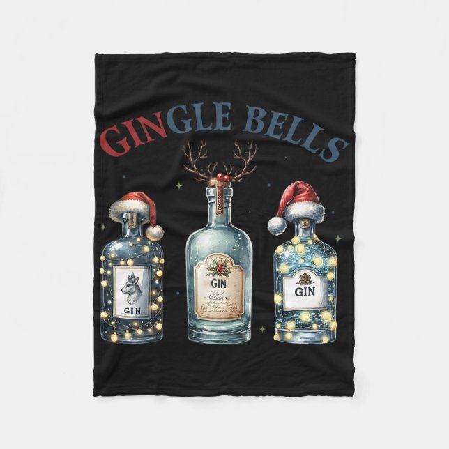 Gingle Bells Funny Gin Gin Bells Christmas Tree Me Fleecedecke (Vorderseite)