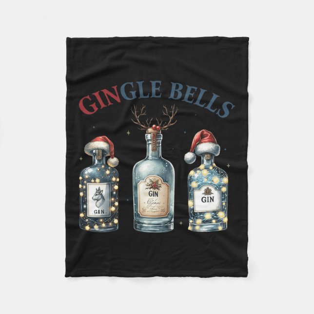 Gingle Bells Funny Gin Gin Bells Christmas Tree Me Fleecedecke (Vorderseite)