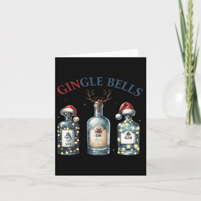 Gingle Bells Funny Gin Gin Bells Christmas Tree Me Karte (Vorderseite)