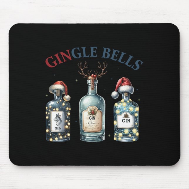 Gingle Bells Funny Gin Gin Bells Christmas Tree Me Mousepad (Vorne)