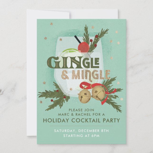 GINgle & Mingle Holiday Cocktail Party Invitation (Devant)