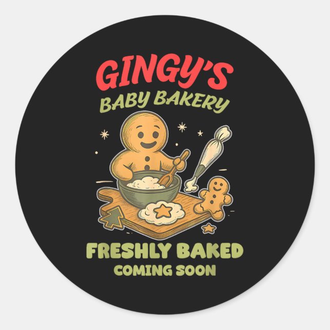Gingy's Baby Bakery Freshly Baked Coming Soon Chri Runder Aufkleber (Vorderseite)