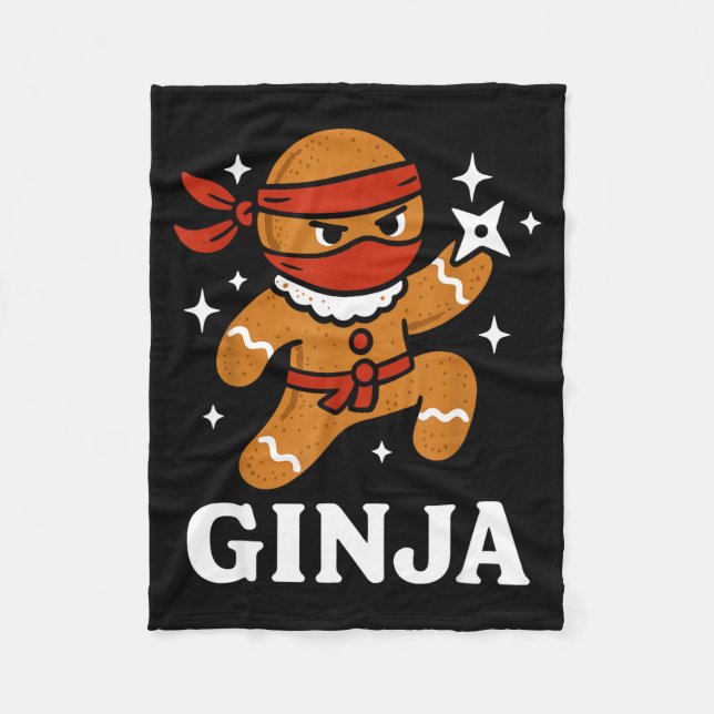 Ginjas Gingerbread Ninja Funny Christmas Cookie Bo Fleecedecke (Vorderseite)