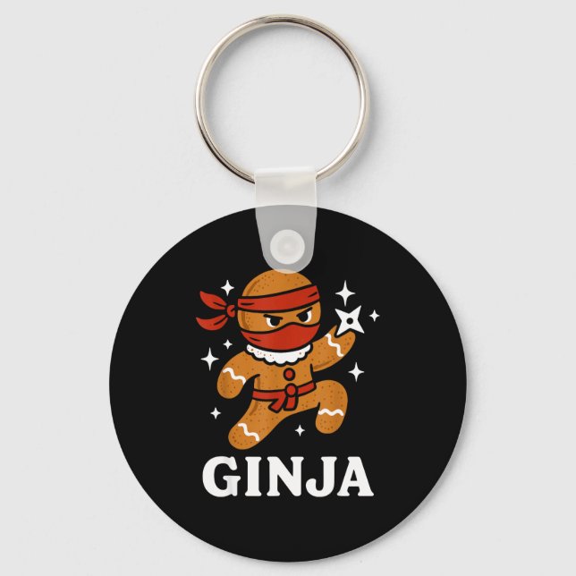 Ginjas Gingerbread Ninja Funny Christmas Cookie Bo Schlüsselanhänger (Vorderseite)