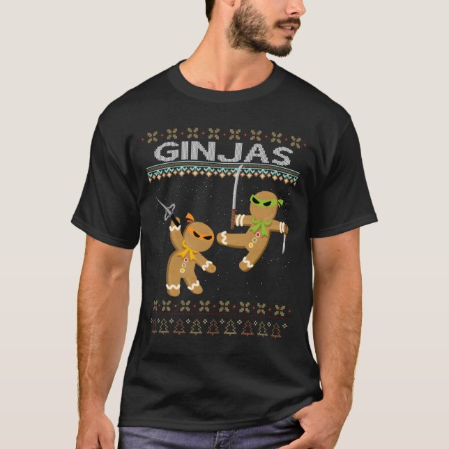 Ginjas Gingerbread Ninjas Hässlich T-Shirt (Vorderseite)