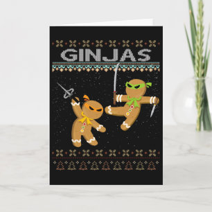 Ginjas Gingerbread Ninjas Lustiges Hässliches Weih Karte