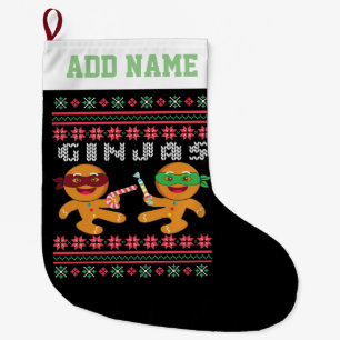Ginjas Gingerbrot Männer Ugly Weihnachtswitscher Großer Weihnachtsstrumpf
