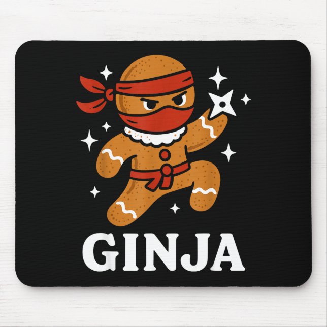 Ginjas Lebkuchen-Ninja Lustiger Weihnachtscookie B Mousepad (Vorne)