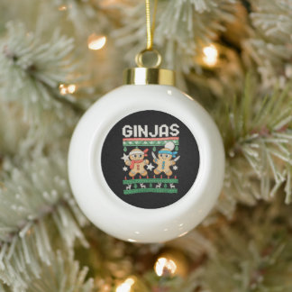 Ginjas Lebkuchen-Ninjas hässliche Weihnachten Xmas Keramik Kugel-Ornament