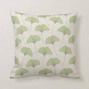 Ginkgo-Baum-Blatt-Muster-Grün auf Leinwand-Blick Kissen