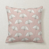 Ginkgo-Baum-Blatt-Muster-Rosa-Grau und Weiß