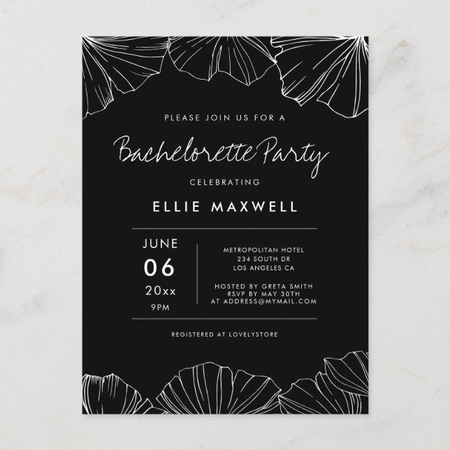 Ginkgo Biloba Bachelorette invitation (Devant)