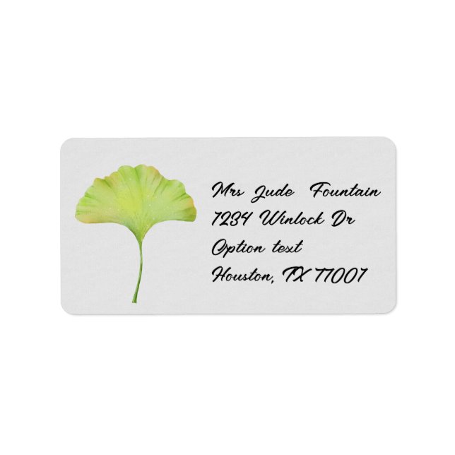 Ginkgo-Biloba-Blatt-Aquarellmalerei Adressaufkleber (Vorne)