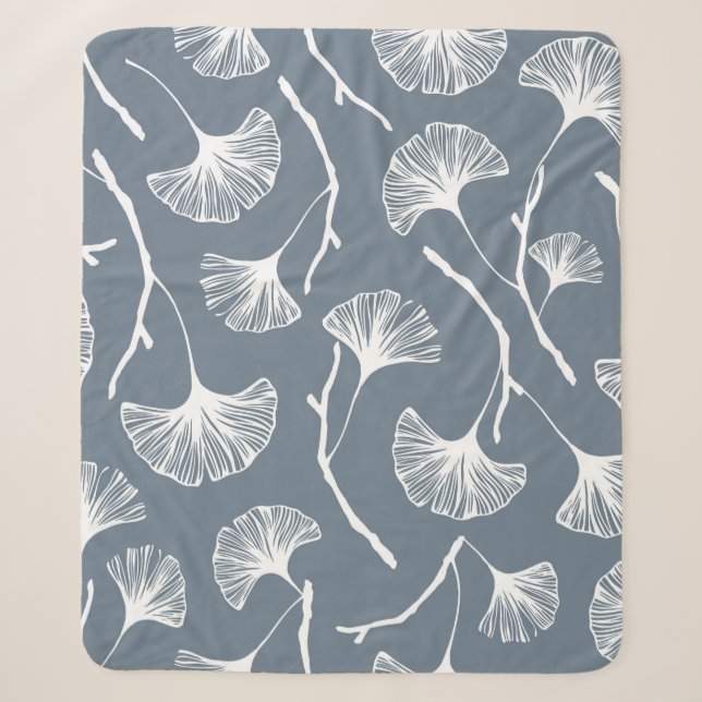 Ginkgo-Biloba-Blätter nahtlos Sherpadecke (Vorderseite)