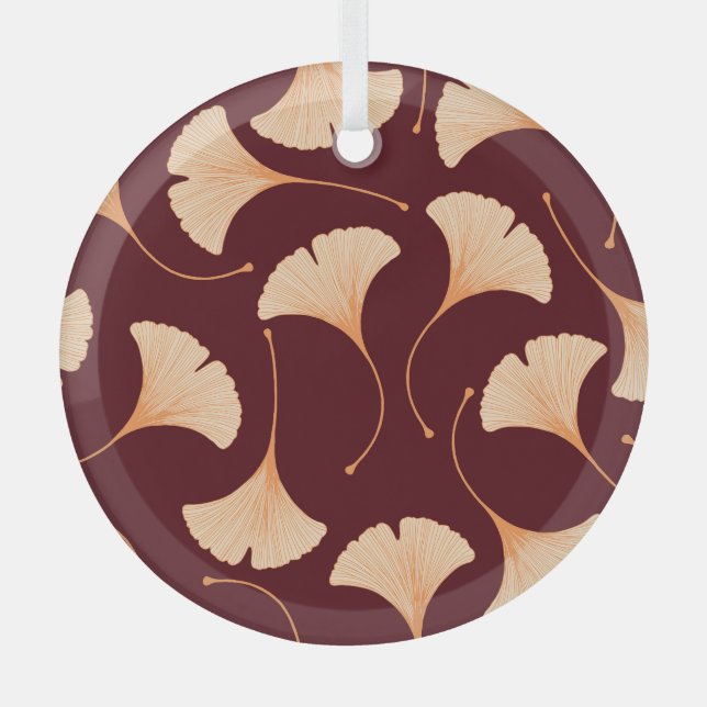 Ginkgo Biloba Blätter, nahtlose Blumenmuster. Ornament Aus Glas (Vorderseite)