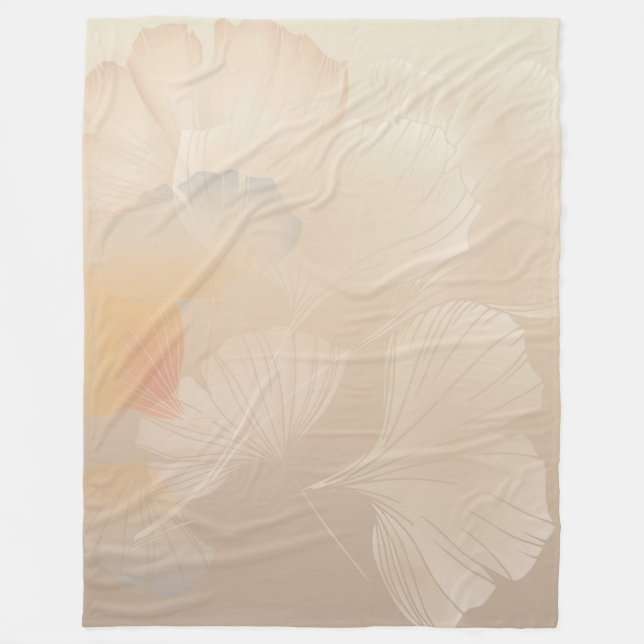 Ginkgo Biloba Botanische Abstrakte Grafik Pinselst Fleecedecke (Vorderseite)