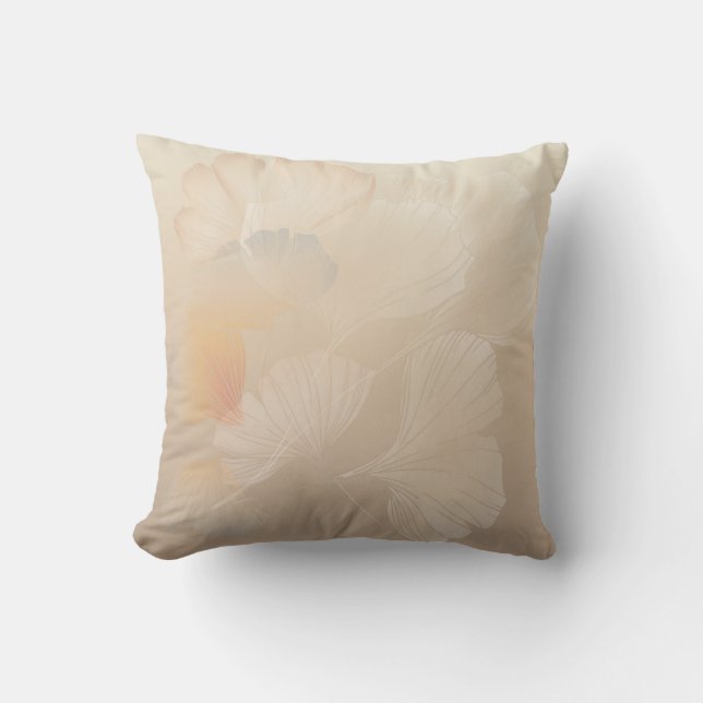 Ginkgo Biloba Botanische Abstrakte Grafik Pinselst Kissen (Vorderseite)