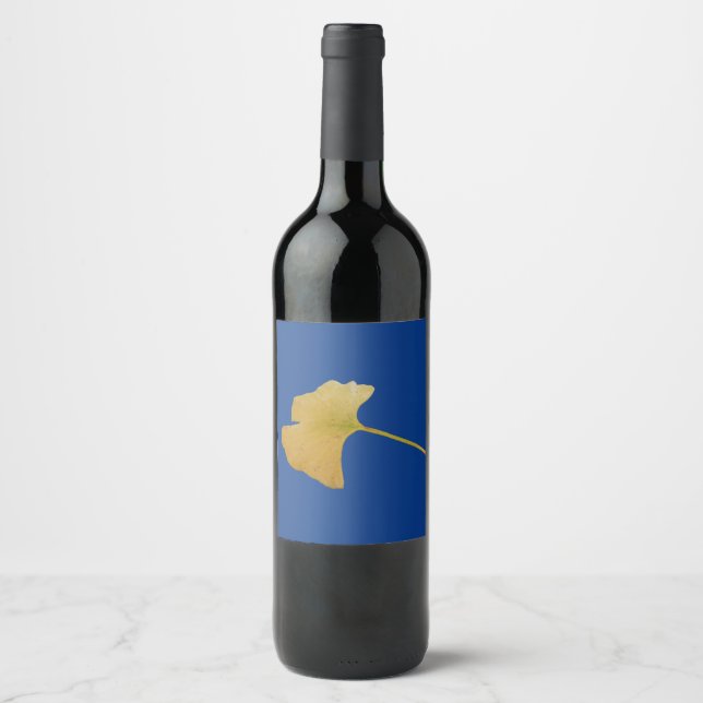 Ginkgo Biloba Étiquette à vin feuille (Devant)