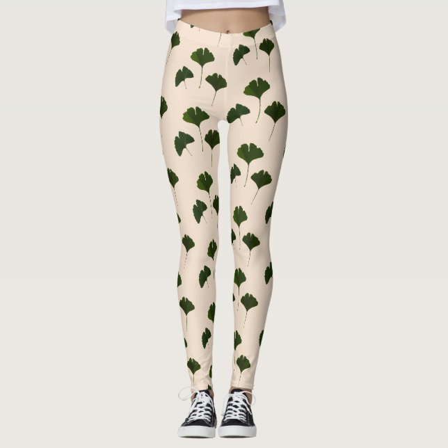 Ginkgo Biloba Verlasse Pattern Legging Leggings (Vorderseite)