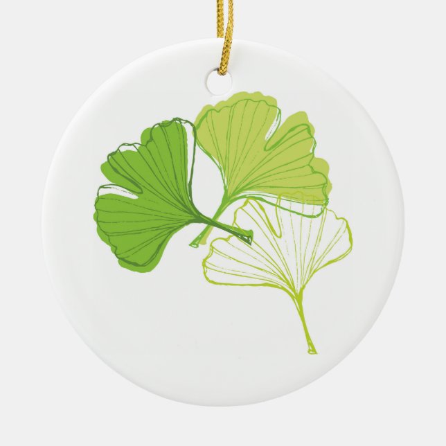 Ginkgo-Blatt Keramik Ornament (Vorne)