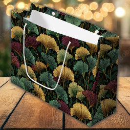Ginkgo-Blatt-Muster Juwel-Töne Geschenktasche Große Geschenktüte