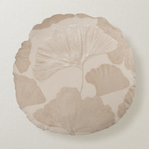 Ginkgo-Blätter Beige Traum 2 Rundes Kissen