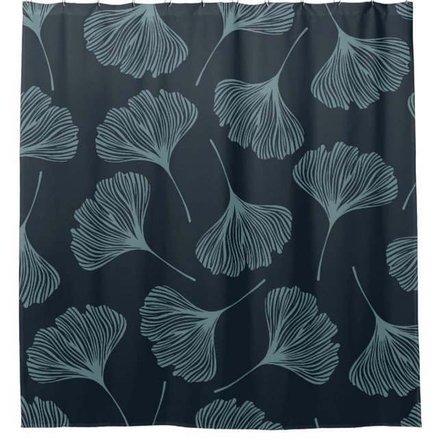 Ginkgo Blätter: Elegantes, nahtloses Muster. Duschvorhang (Vorderseite)