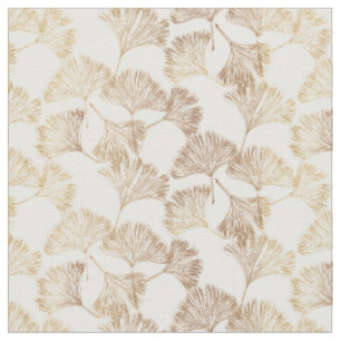 Ginkgo-Blätter Gold auf cremefarbenem Toile-Elfenb Stoff